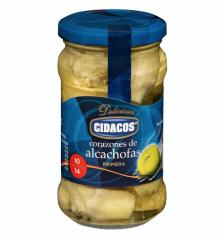 Alcachofas en conserva con tortilla de claras.